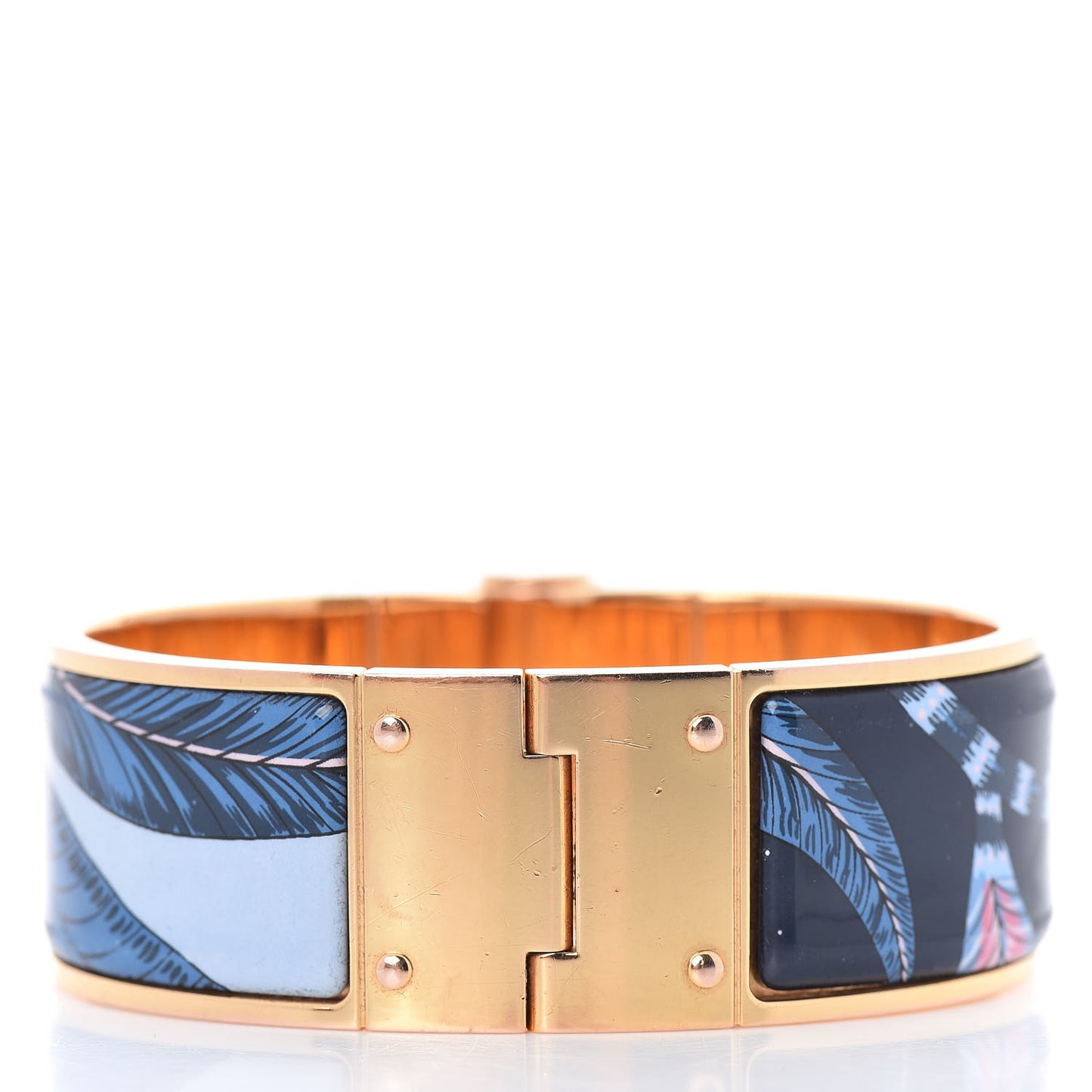 Enamel Printed Wide Charniere Savana Dance Hinged Bracelet S Arts And Crafts