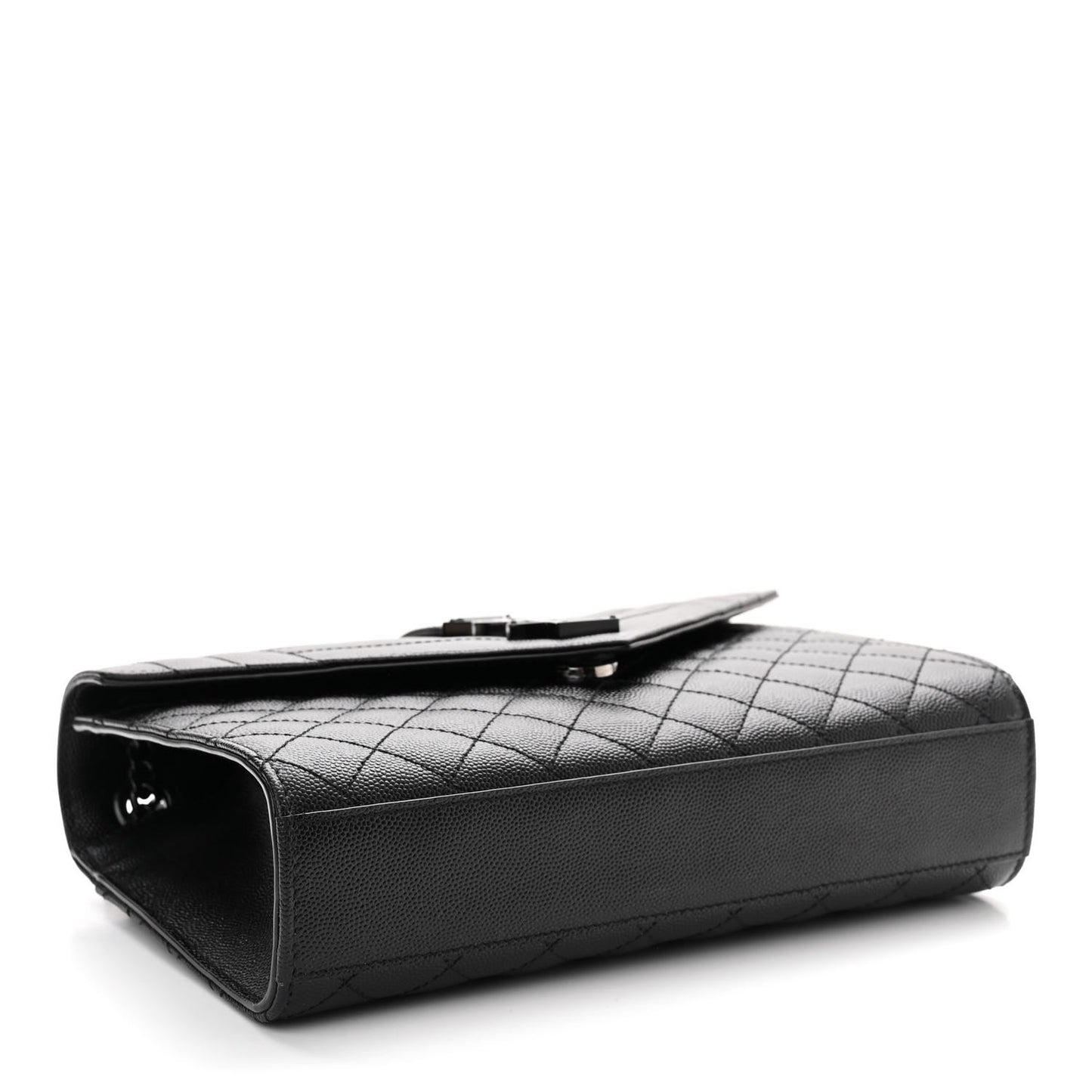 Grain De Poudre Textured Mixed Matelasse Triquilt Medium Monogram Monochrome Satchel Black