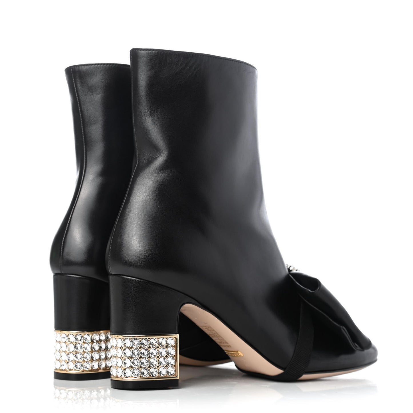 Nappa Removable Bow Candy Ankle Boots 39 Black