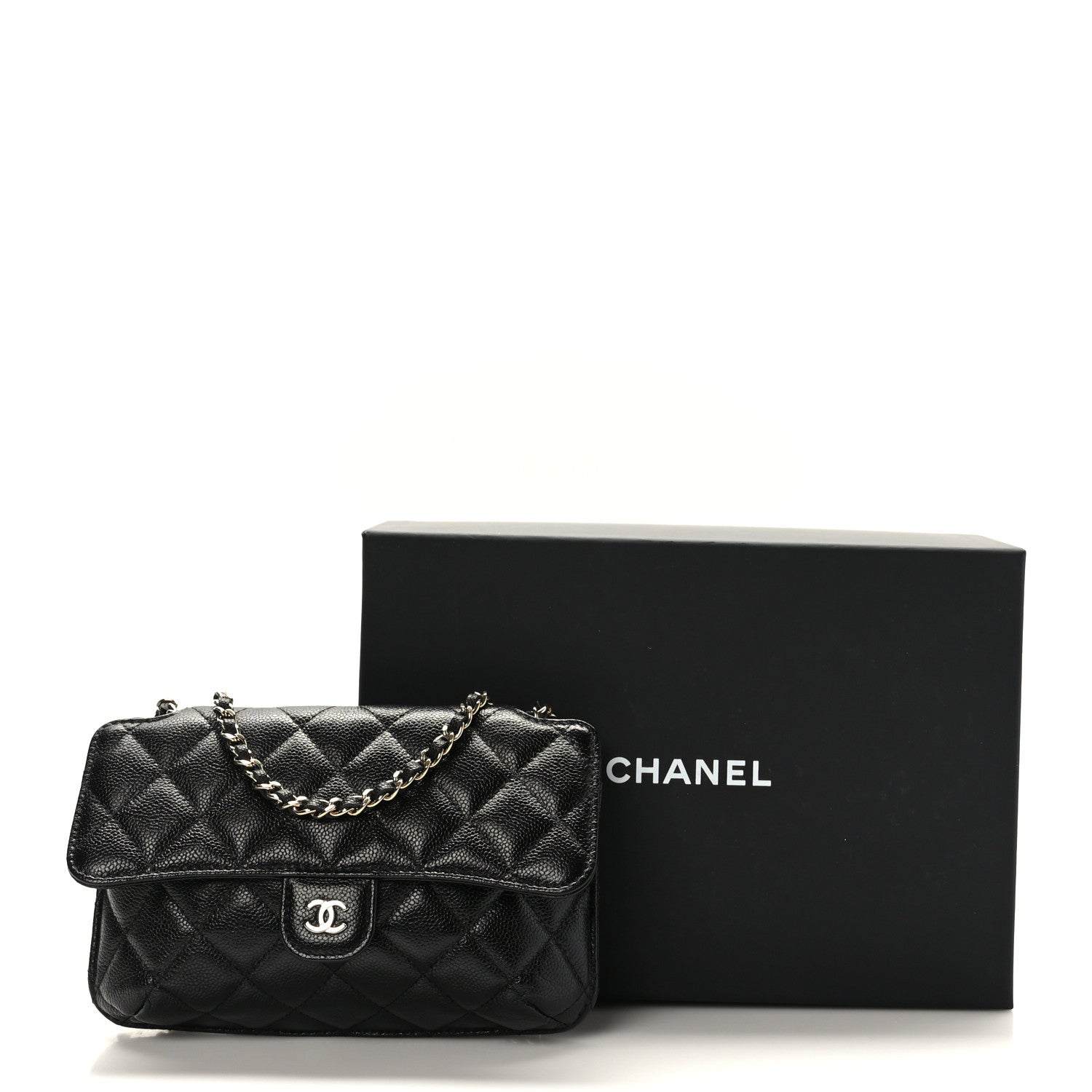 Chanel Caviar Fabric Foldable Tote Bag With Chain Black Multicolor 17 of 17