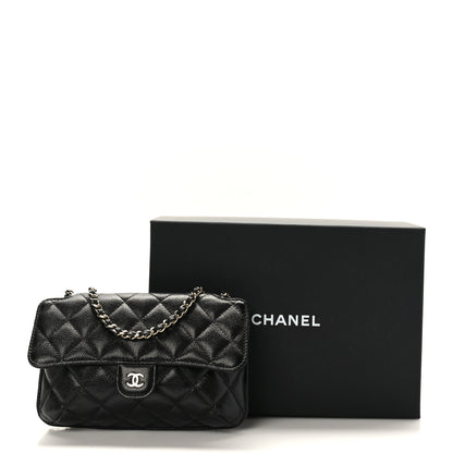 Chanel Caviar Fabric Foldable Tote Bag With Chain Black Multicolor 17 of 17