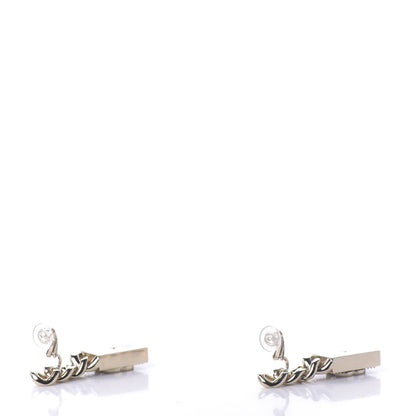 Chanel Crystal Dog Tag Charm Earrings Gold 4 of 5