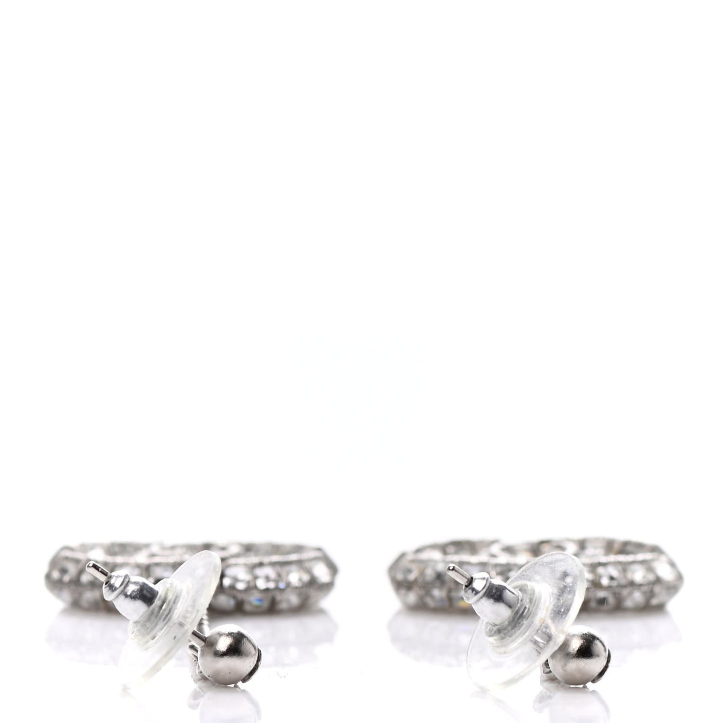 Baguette Crystal CC Drop Earrings Silver