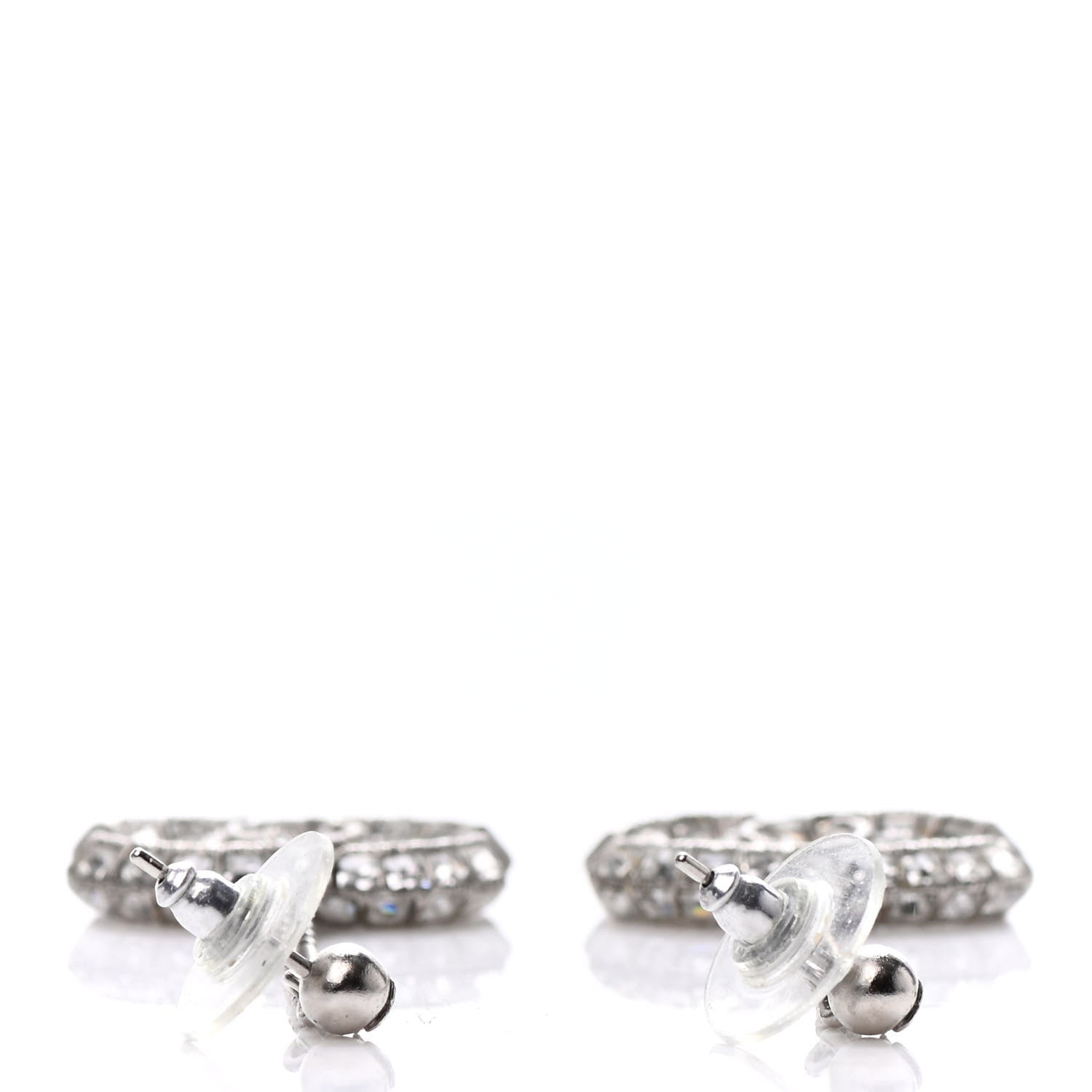 Chanel Baguette Crystal CC Drop Earrings Silver 3 of 4