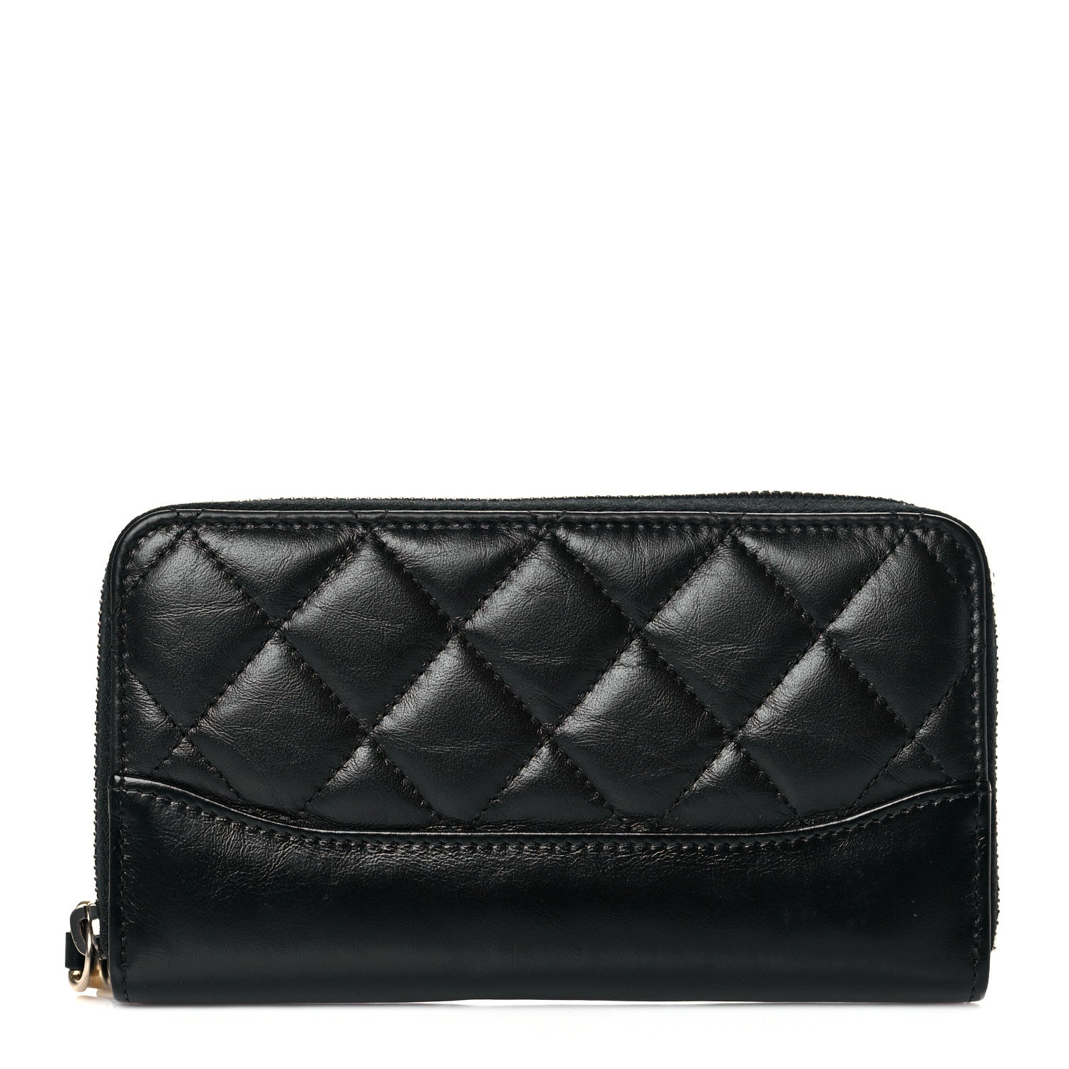 Chanel Aged Calfskin Quilted Small Gabrielle Zip Around Wallet Black 1 of 10