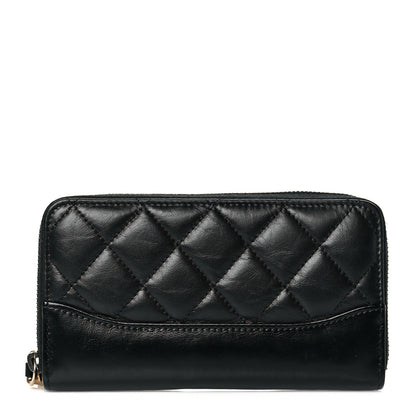 Chanel Aged Calfskin Quilted Small Gabrielle Zip Around Wallet Black 1 of 10