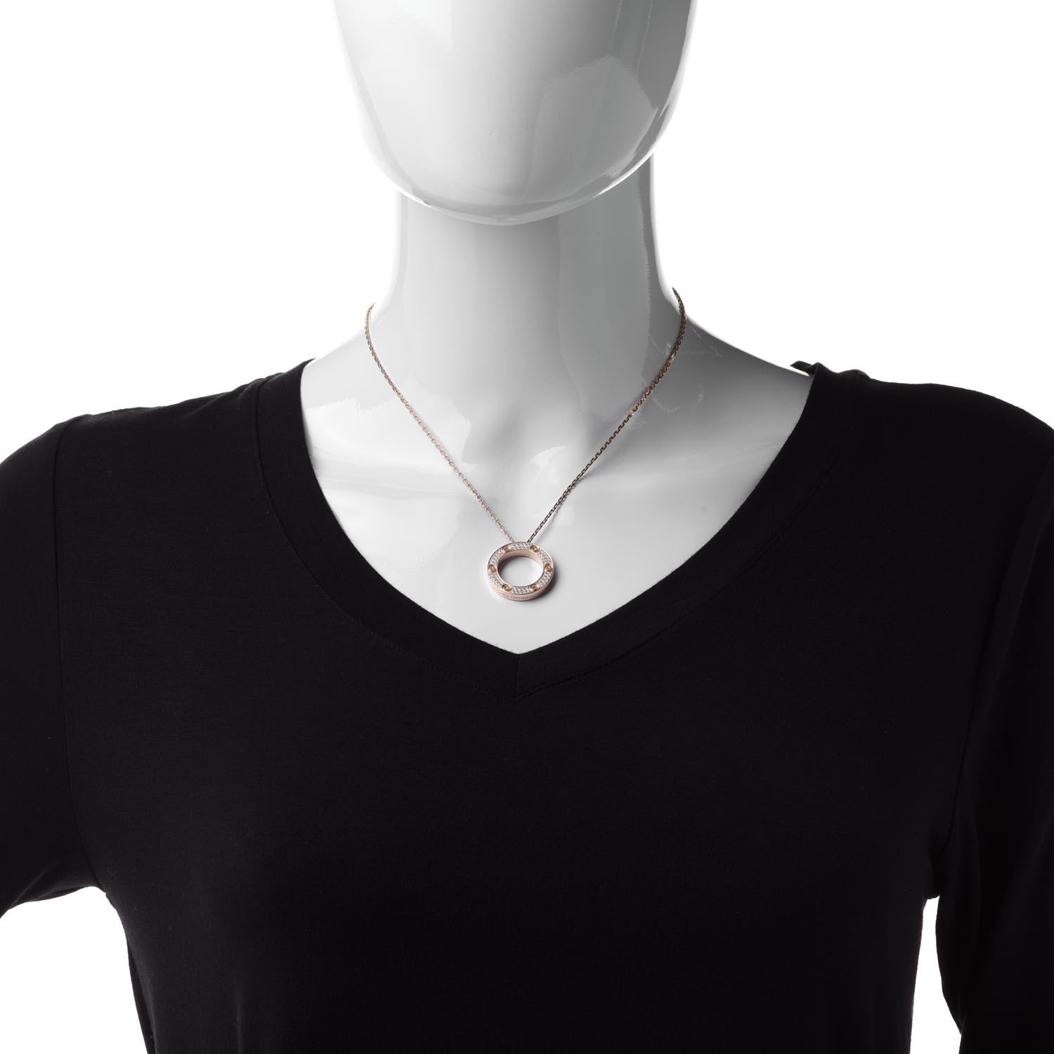Cartier 18K Pink Gold Diamond LOVE Paved Necklace 2 of 7