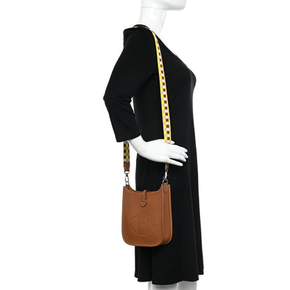Hermes Taurillon Clemence Maxi Quadrille Evelyne TPM Gold Citron Rouge H Mauve Sylvestre 2 of 11