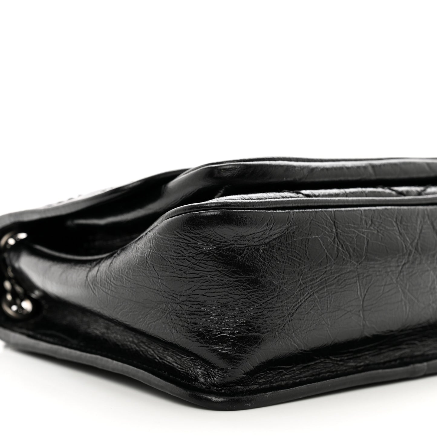 Crinkled Calfskin Matelasse Monogram Baby Niki Chain Satchel Black