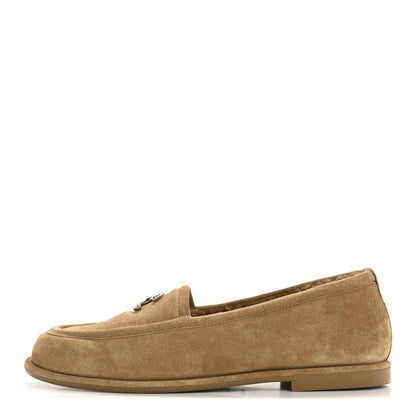 Chanel Suede Calfskin CC Loafers 38 Dark Beige 1 of 10