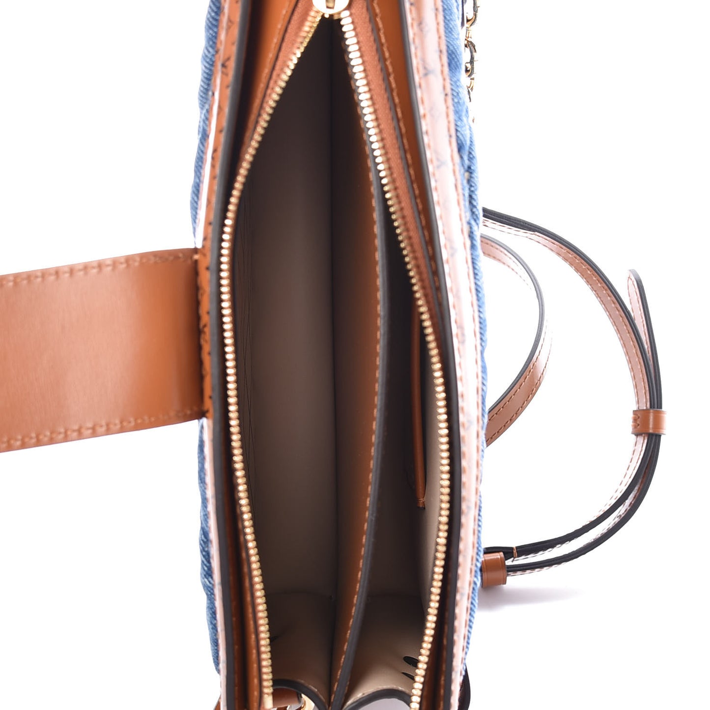 Denim Calfskin Malletage Trunk Clutch Light Blue