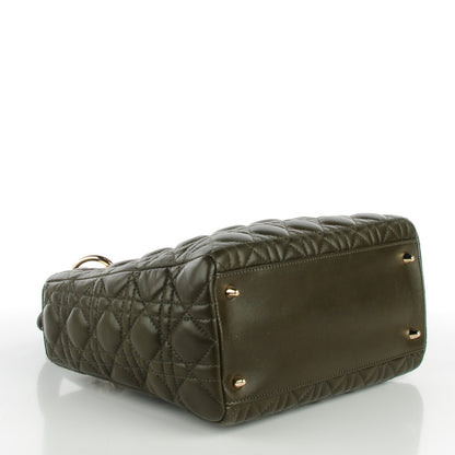 Christian Dior Lambskin Cannage Medium Lady Dior Olive Green 4 of 8