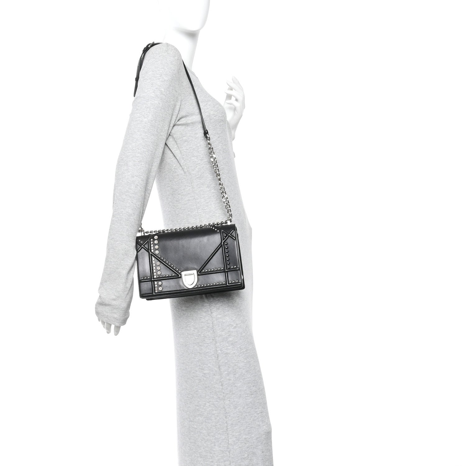 Christian Dior Lambskin Multi Studded Medium Diorama Flap Bag Black 2 of 9