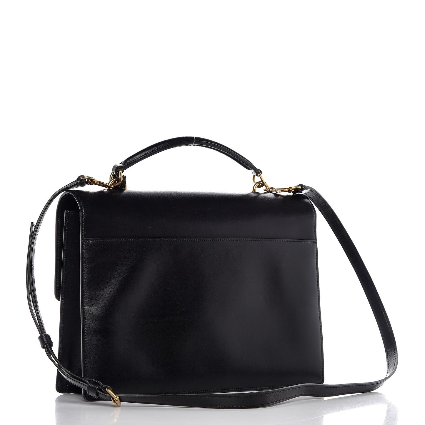 Smooth Calfskin Large High School Satchel Black