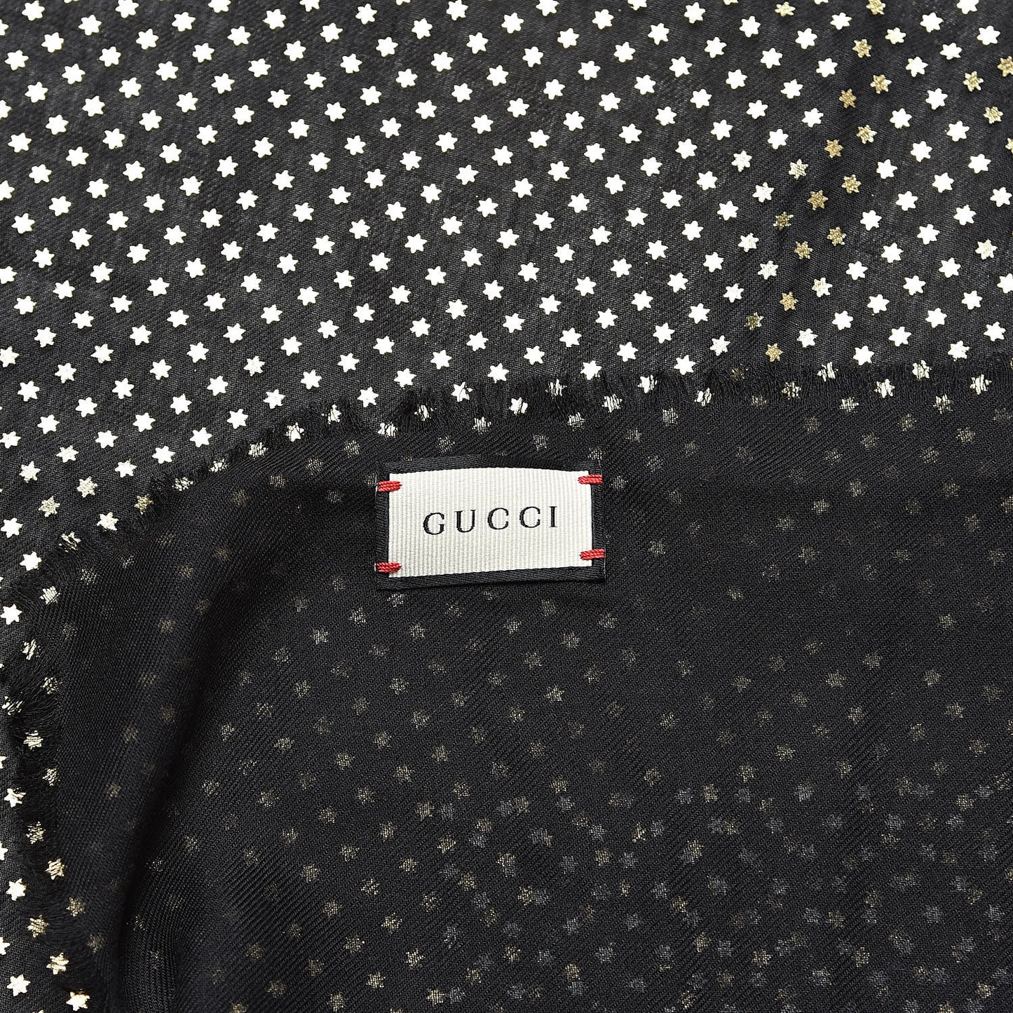X SEGA Modal Cashmere GUCCY Stars Print Shawl Black Gold