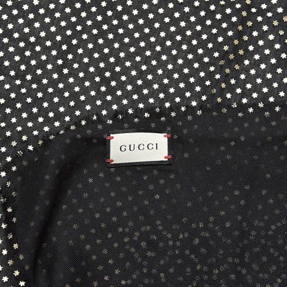 Gucci X SEGA Modal Cashmere GUCCY Stars Print Shawl Black Gold 4 of 4