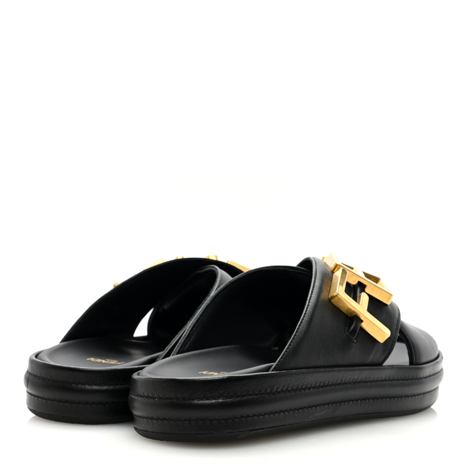 Fendi Vitello Womens Fendigraphy Slide Sandals 35 Black 4 of 7