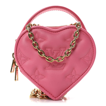 Louis Vuitton Calfskin Embroidered Monogram Pop My Heart Bag Pouch Dragon Fruit Pink 1 of 9