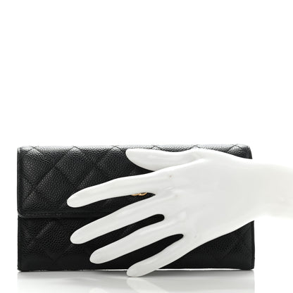 Chanel Caviar Quilted Large Gusset Flap Wallet Black 2 of 16