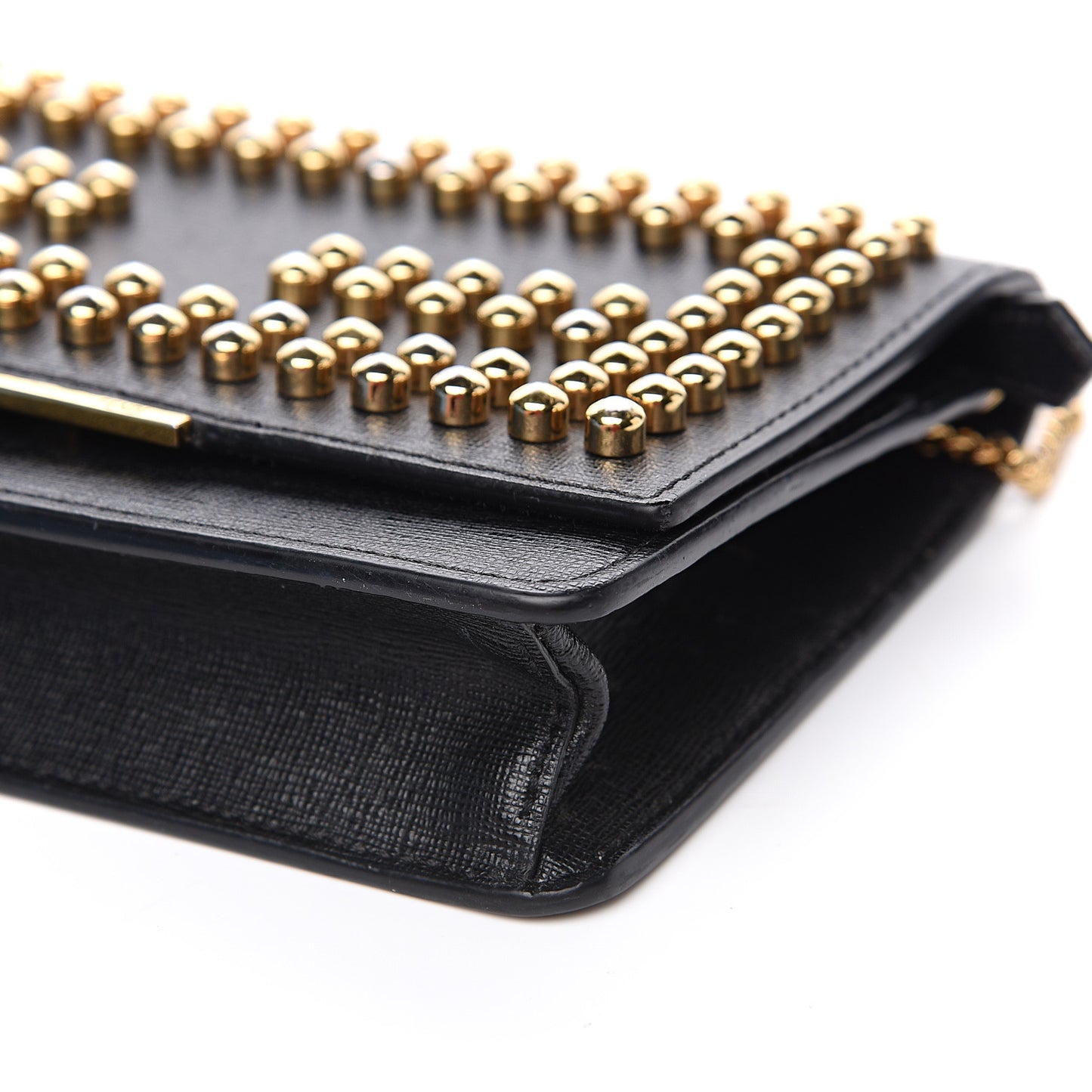 Vitello Elite Studded Tube Wallet on Chain Black