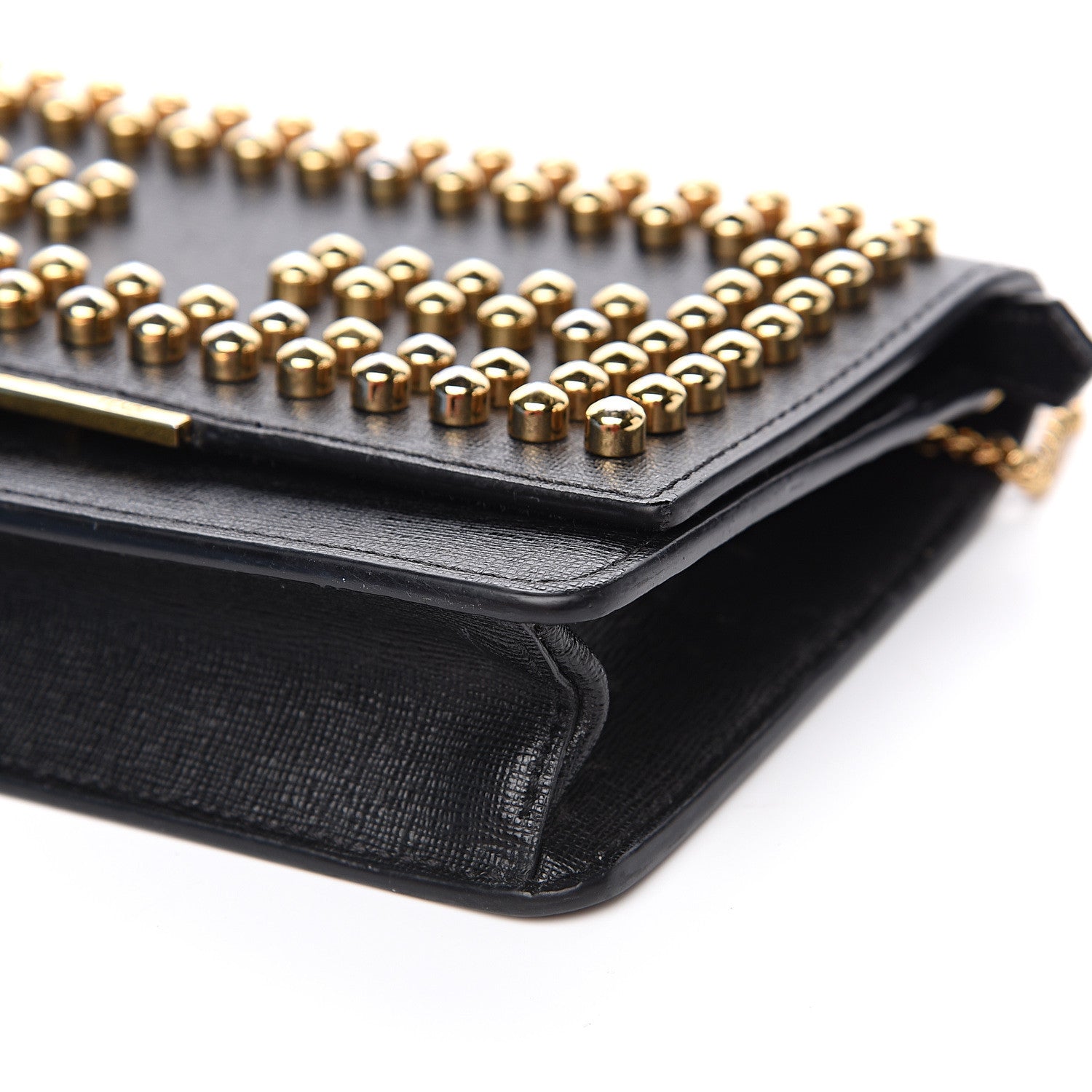 Fendi Vitello Elite Studded Tube Wallet on Chain Black 5 of 11
