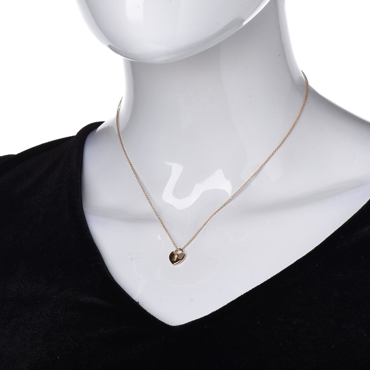 18K Rose Gold Mini Heart Lock Pendant Necklace