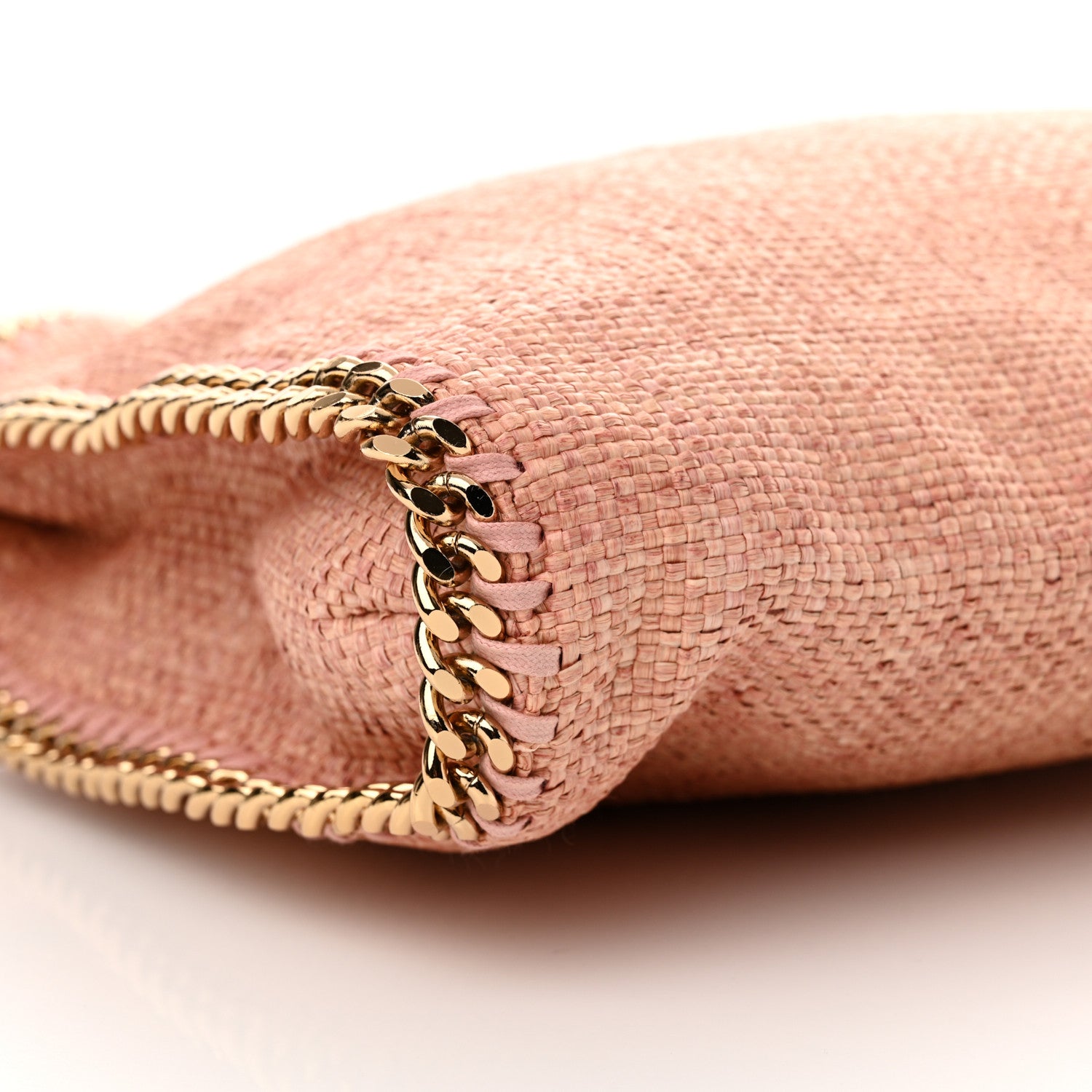 Stella McCartney Woven Raffia Falabella Fold Over Tote Pink Gold 8 of 9