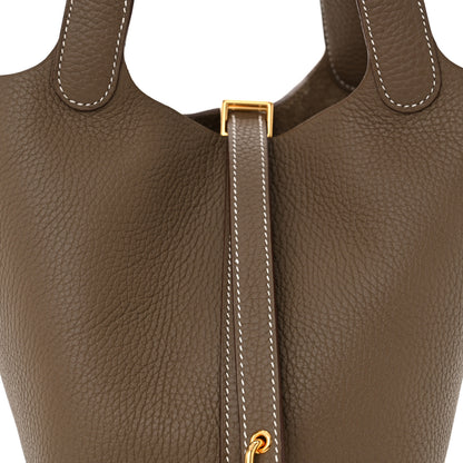 Hermes Taurillon Clemence Picotin Lock 18 PM Etoupe 8 of 11
