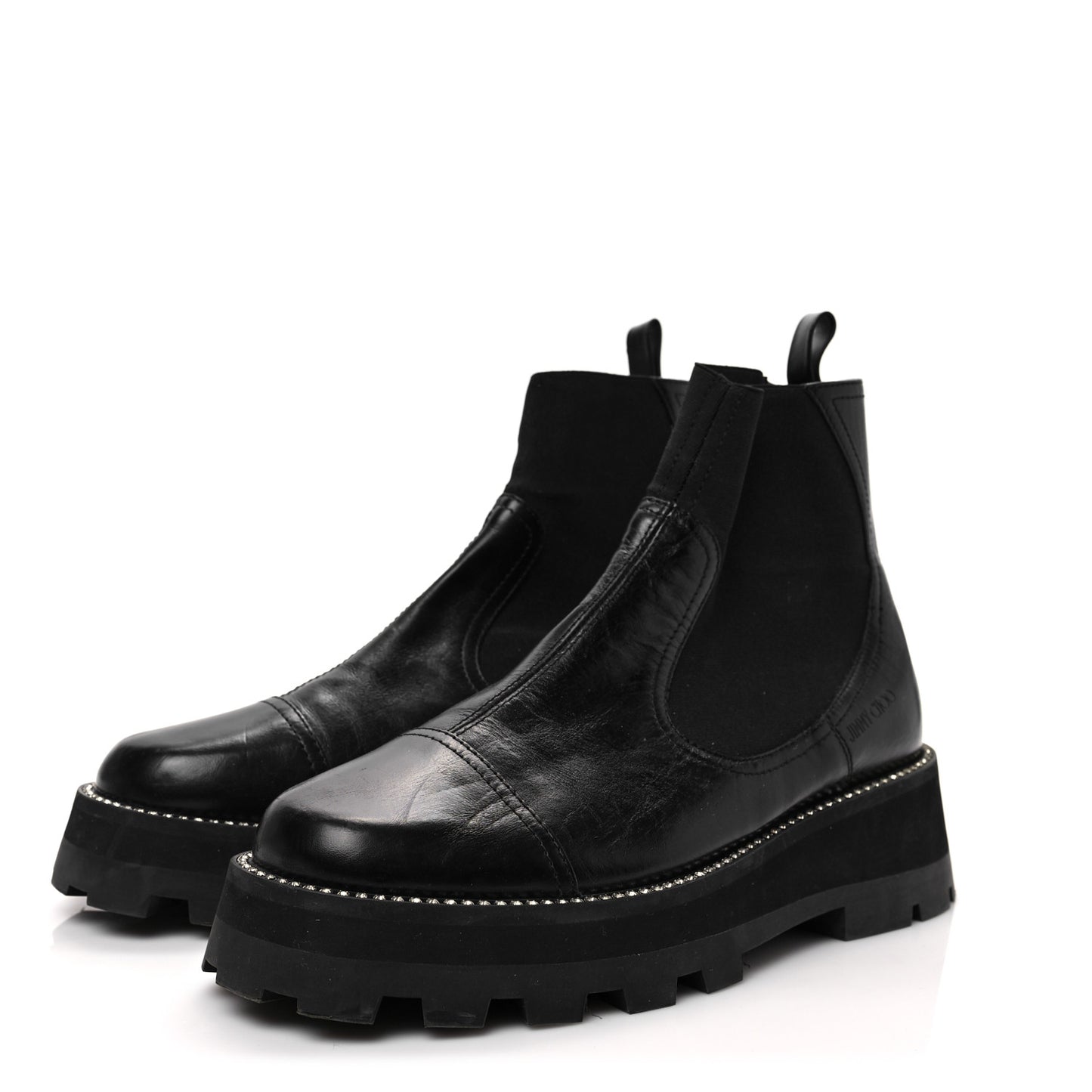 Vintage Calfskin Crystal Clayton Flat Boots 39.5 Black