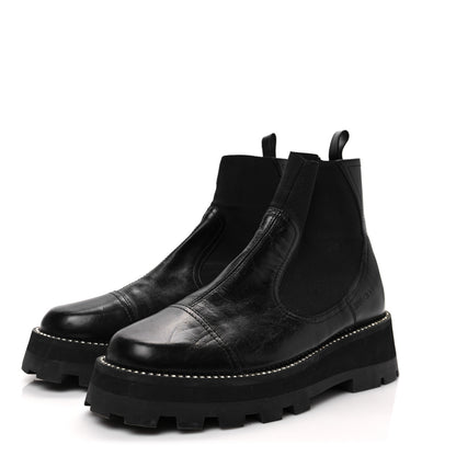 Jimmy Choo Vintage Calfskin Crystal Clayton Flat Boots 39.5 Black 3 of 7