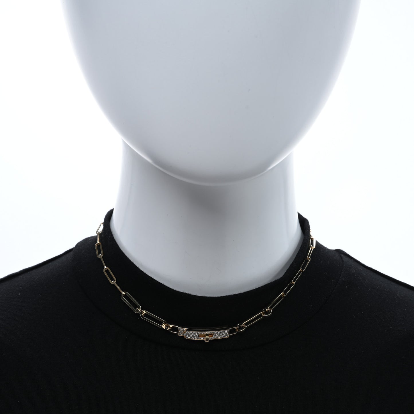 18K Yellow Gold Diamond Pave Kelly Chaine Choker Necklace