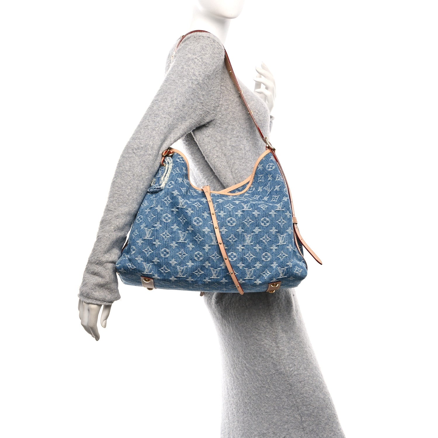 Louis Vuitton Monogram Denim CarryAll MM Blue 2 of 10