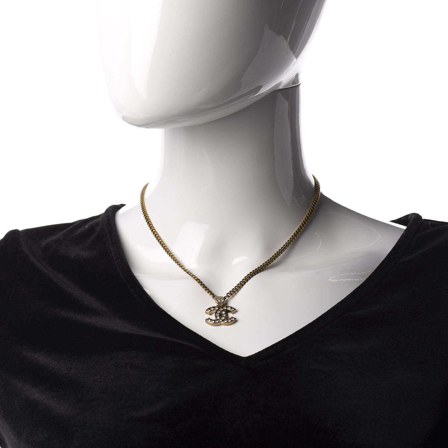 Chanel Crystal CC Necklace Gold 3 of 5