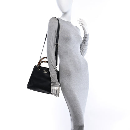 Gucci Calfskin Small Bamboo Shopper Tote Black 2 of 10