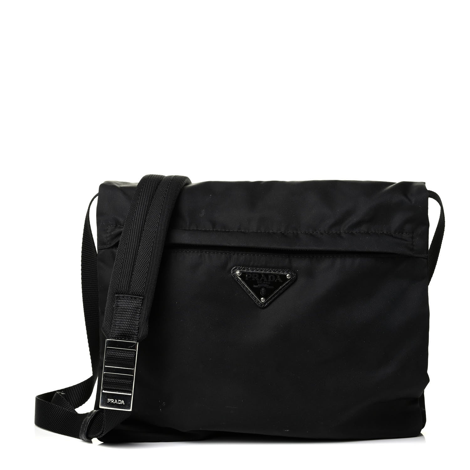 Prada Nylon Flat Messenger Bag Black 1 of 7