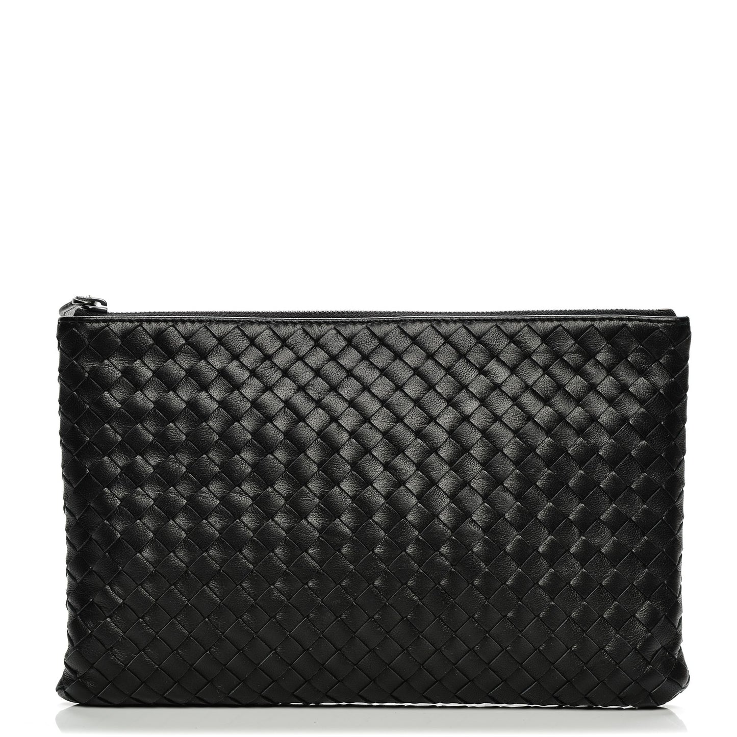 Nappa Intrecciato Flat Zip Pouch Nero Black
