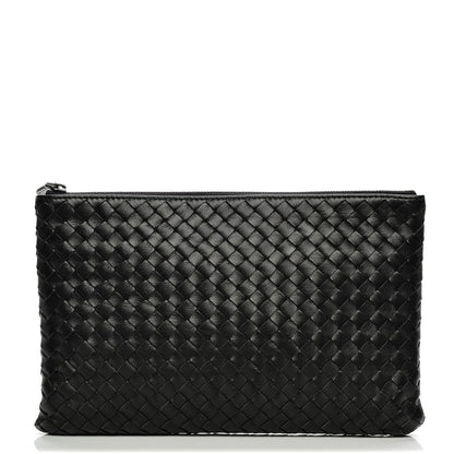 Bottega Veneta Nappa Intrecciato Flat Zip Pouch Nero Black 1 of 8