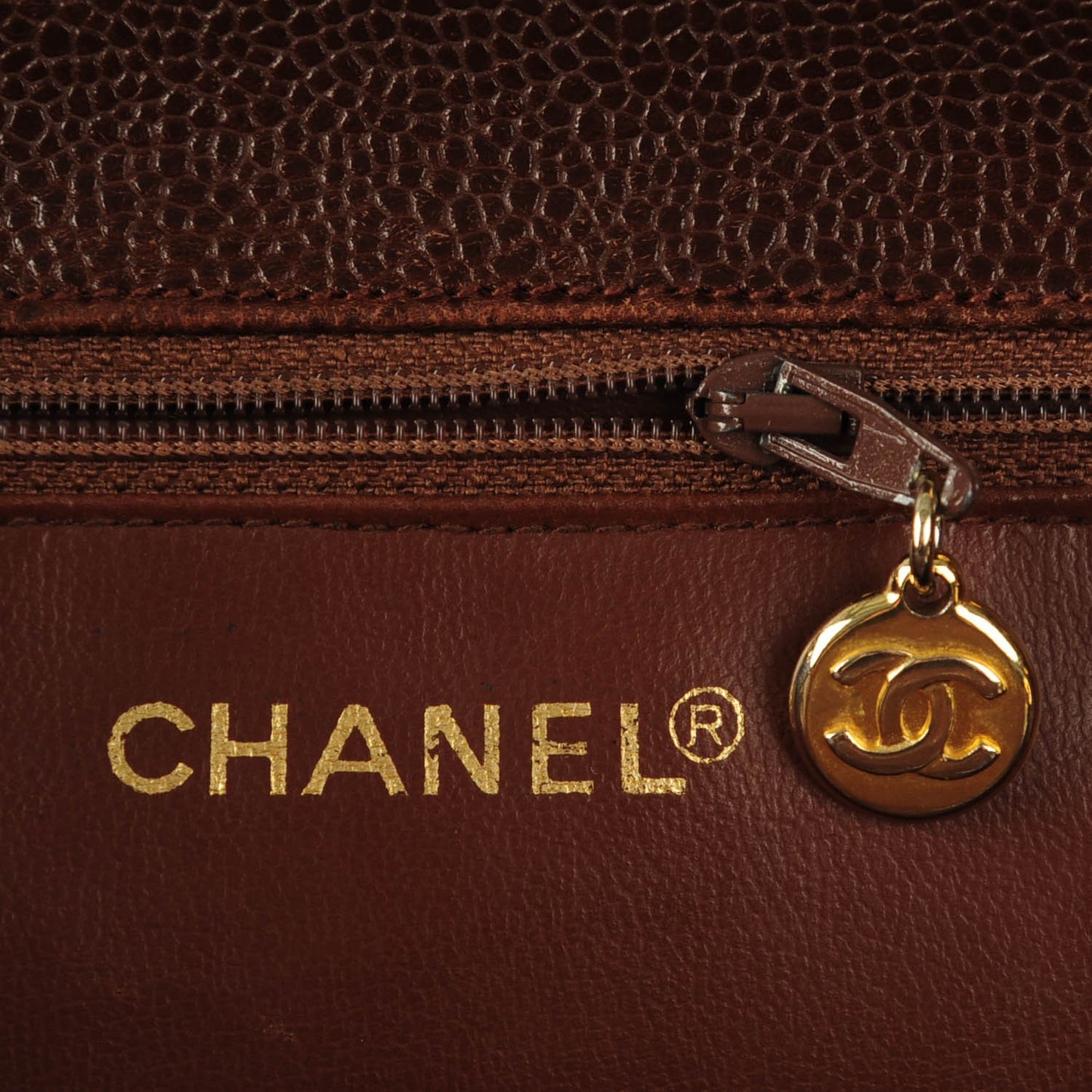 Caviar Quilted Drawstring Backpack Brown