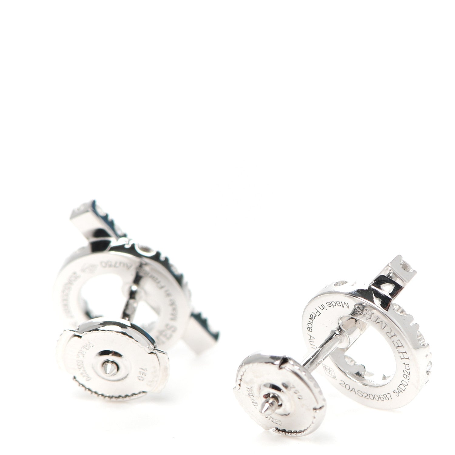 Hermes 18K White Gold Diamond Finesse Earrings 3 of 5