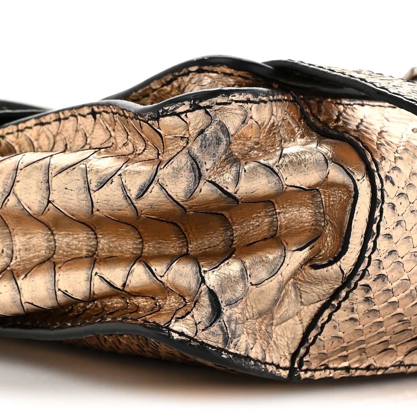 Metallic Snakeskin Calfskin Embossed Tiny PS1 Satchel Rose Gold