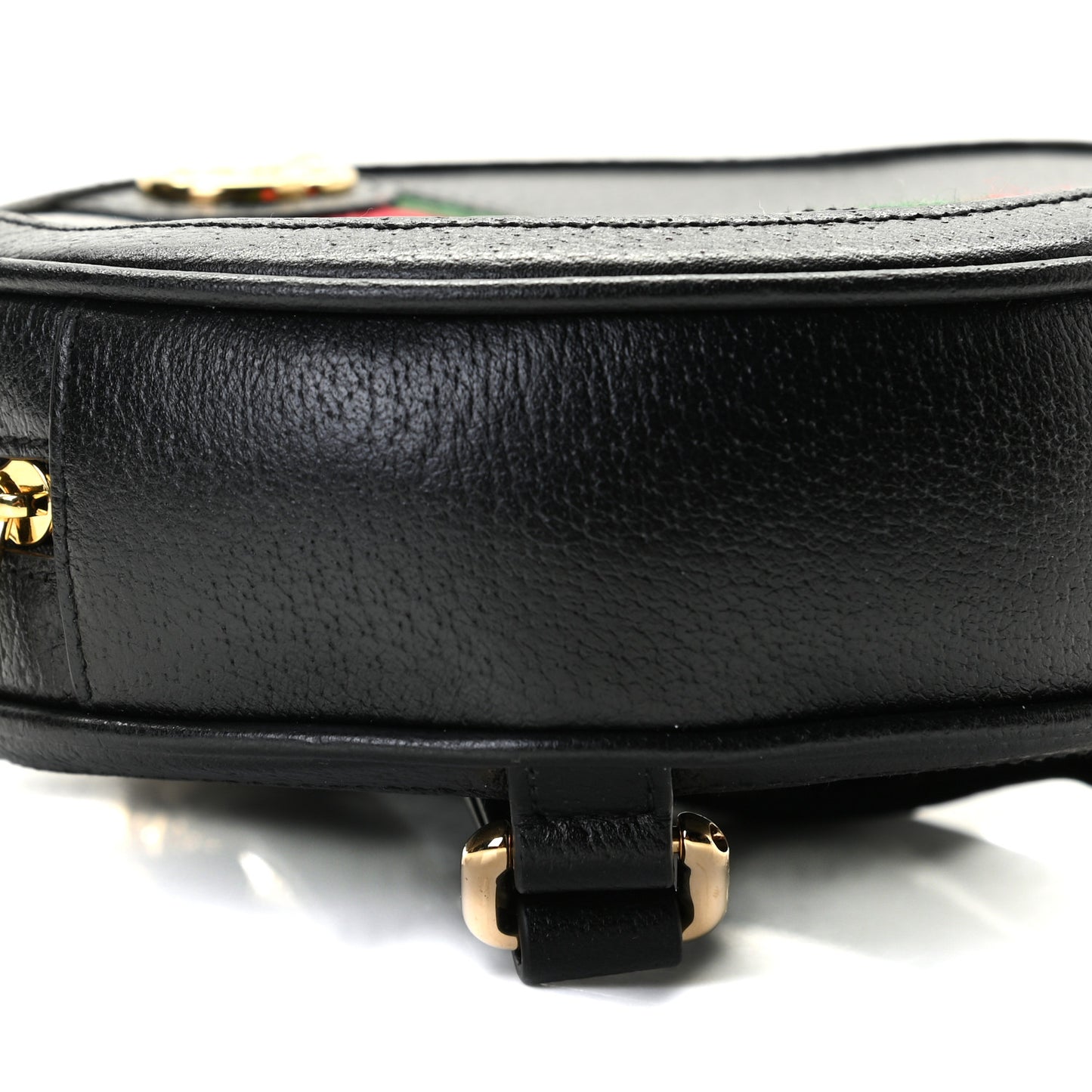 Grained Calfskin Web Mini Ophidia Round Backpack Black