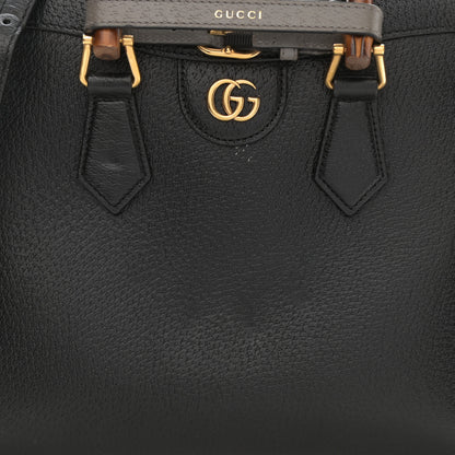 Gucci Textured Dollar Calfskin Web Small Diana Tote Bag Black Dusty Grey 13 of 13