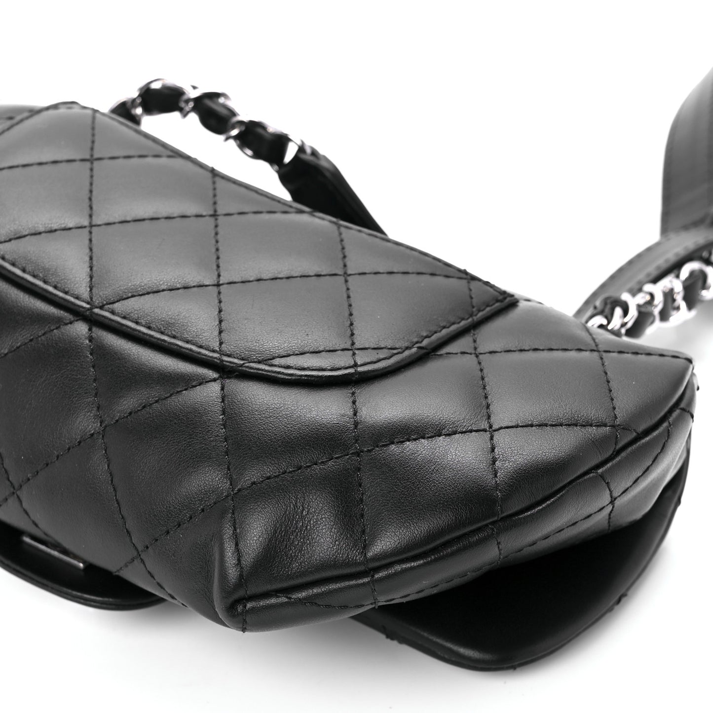 Calfskin Quilted CC Uniform Flap Belt Bag Black