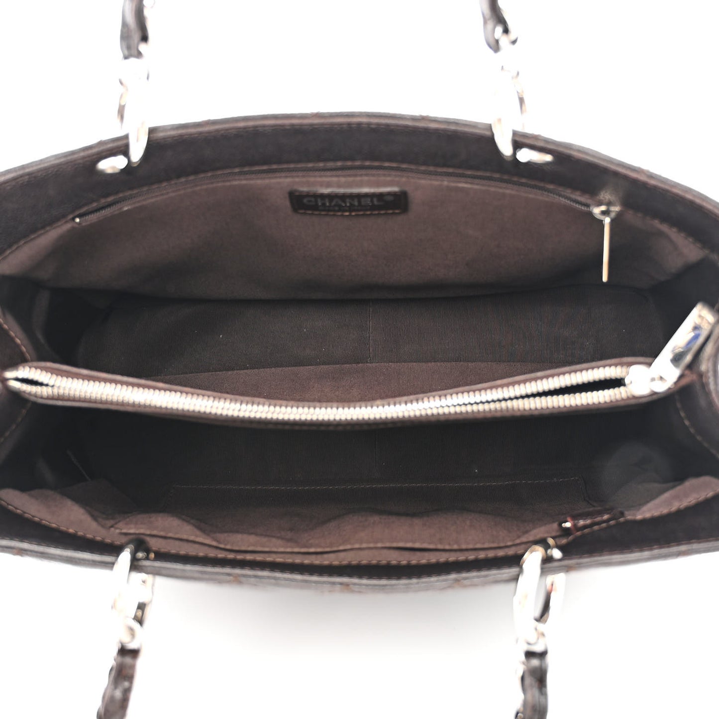Caviar Quilted Grand Shopping Tote GST Dark Brown