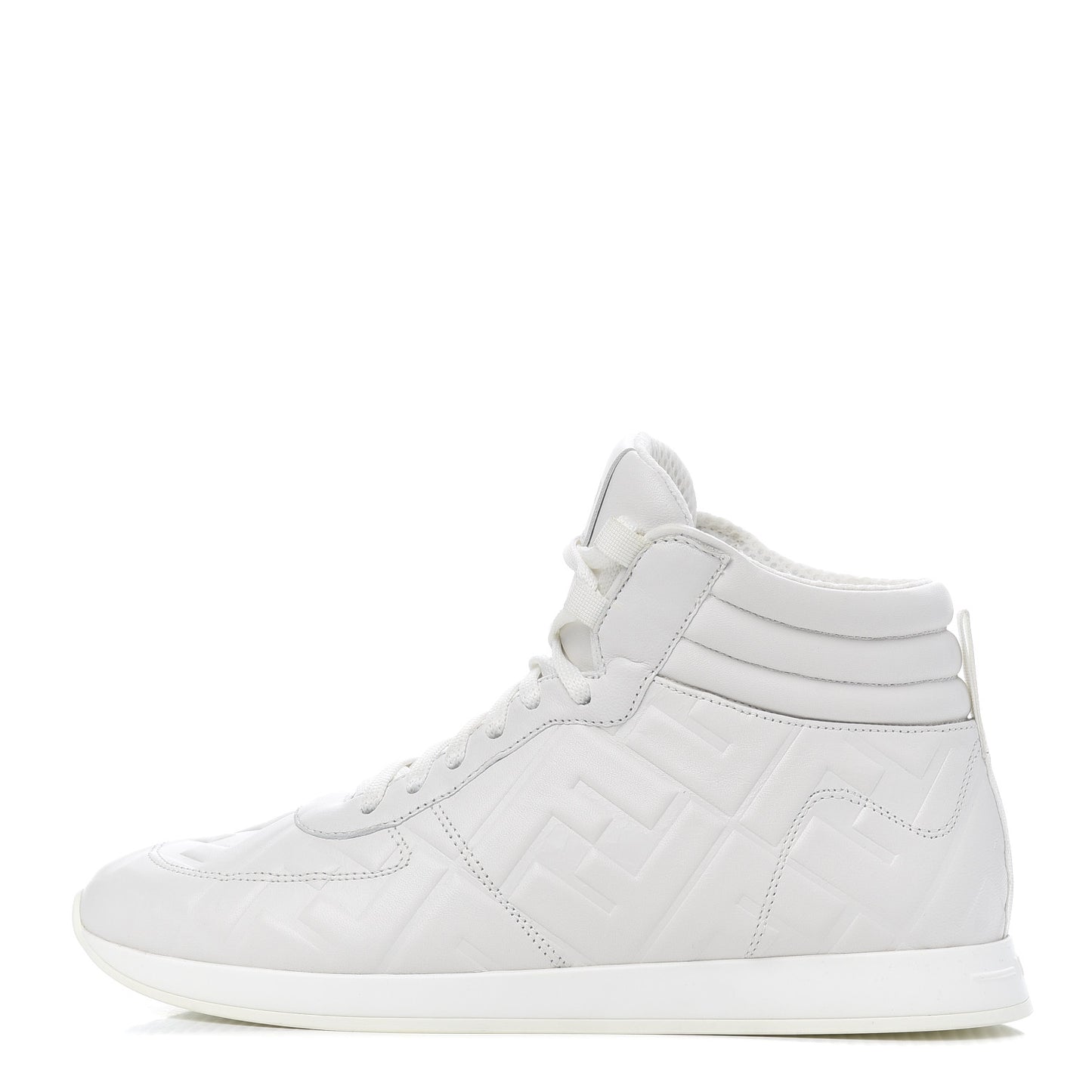 Nappa Macro FF Embossed Womens High Top Sneakers 37.5 White Ice