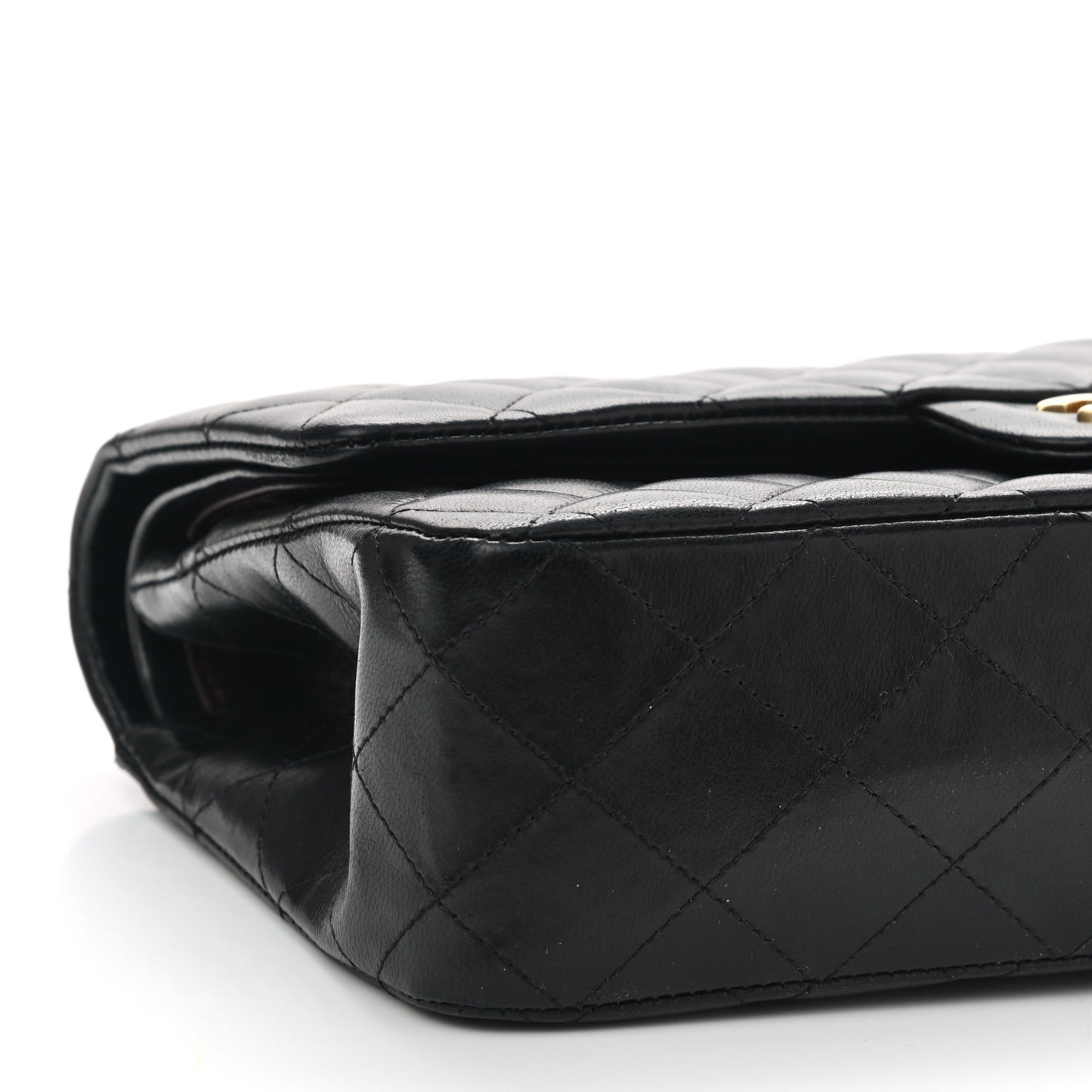 Lambskin Quilted Medium Double Flap Black