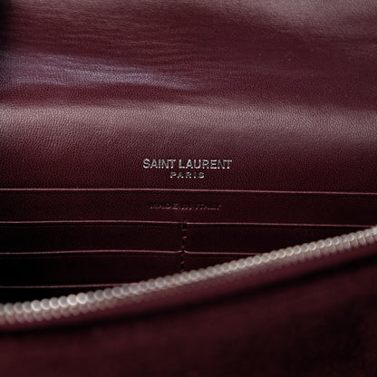 Saint Laurent Velvet Crystal Monogram Kate Tassel Shoulder Bag Burgundy 6 of 10