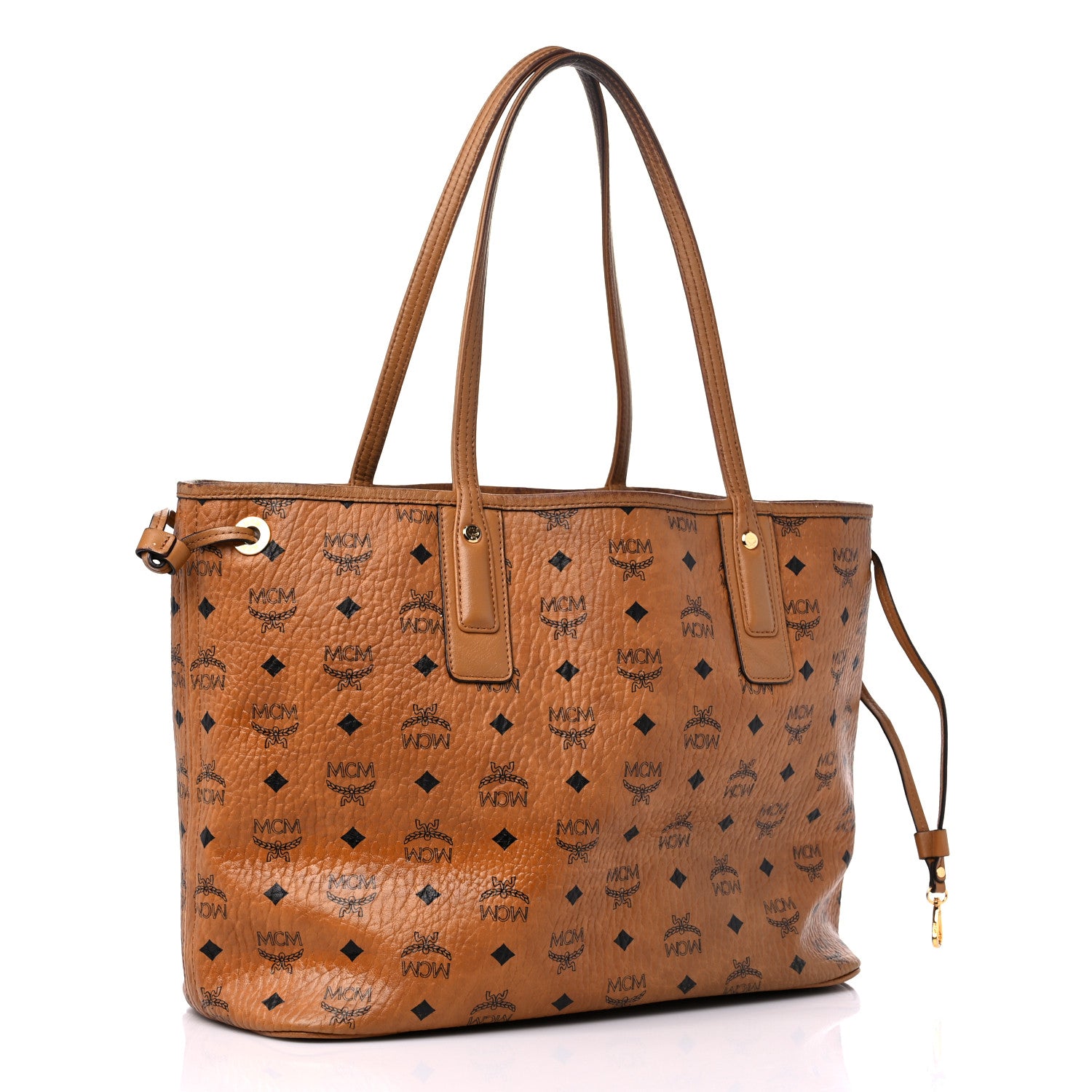 MCM Visetos Medium Liz Reversible Shopper Tote Cognac 3 of 19