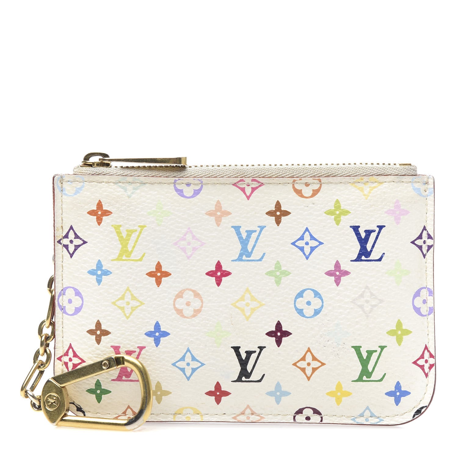 Louis Vuitton Monogram Multicolor Key Pouch White Litchi 1 of 7