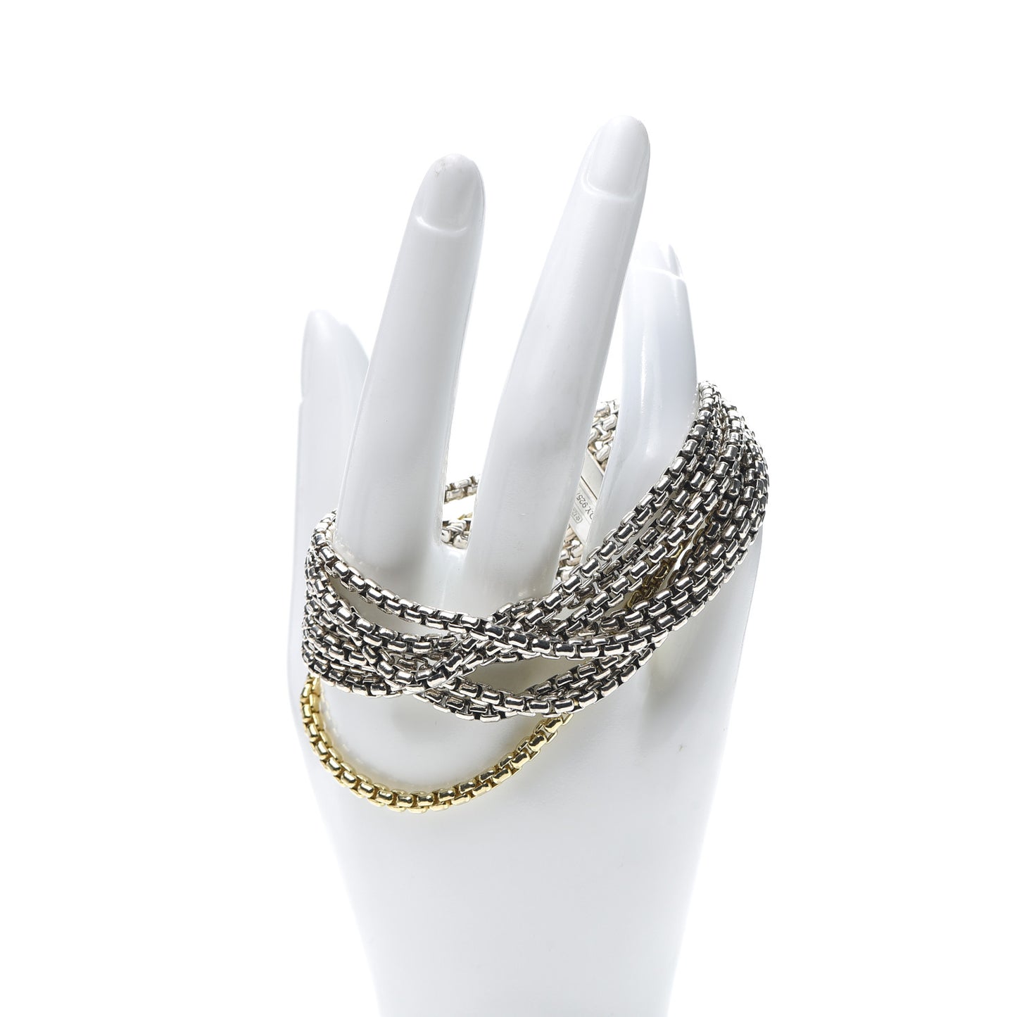 Sterling Silver 18K Yellow Gold Eight-Row Box Chain Bracelet
